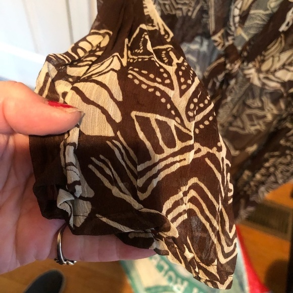 Chico’s size 10 Duster brown and white high /low w/ side slits can tie front - Picture 11 of 12